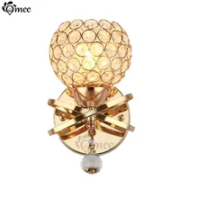 Modern Crystal Wall Lamp Golden / Silver LED Bulbs Bedside Lustre Wall Lights Aisle Bedroom Living room Lighting Round Lampshade