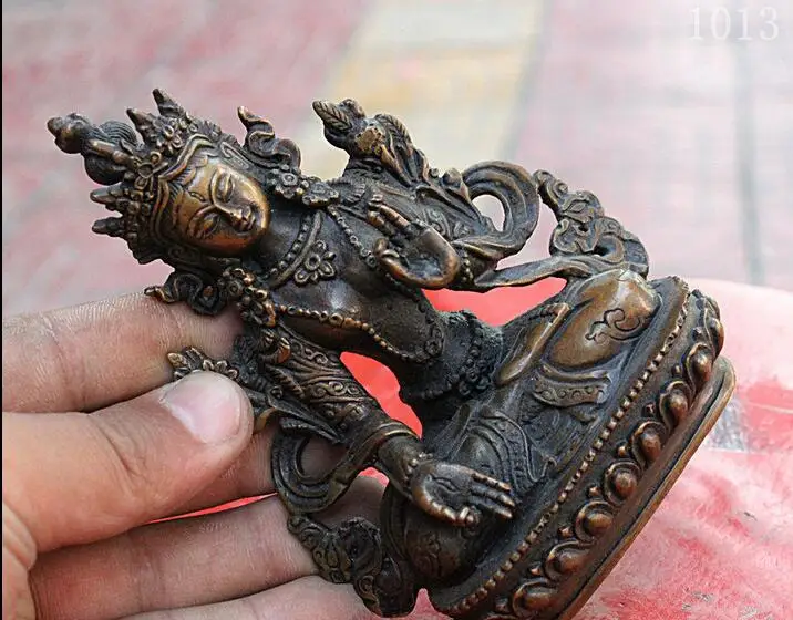

free Tibet Tantra Buddhism Bronze Spirit Compassion Goddess Statue fast