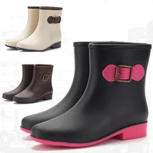 Женские блестящие резиновые сапоги из ПВХ; однотонные; сезон лето; коллекция года; женские водонепроницаемые резиновые сапоги; Повседневная обувь; резиновые сапоги на толстом каблуке;# Y35