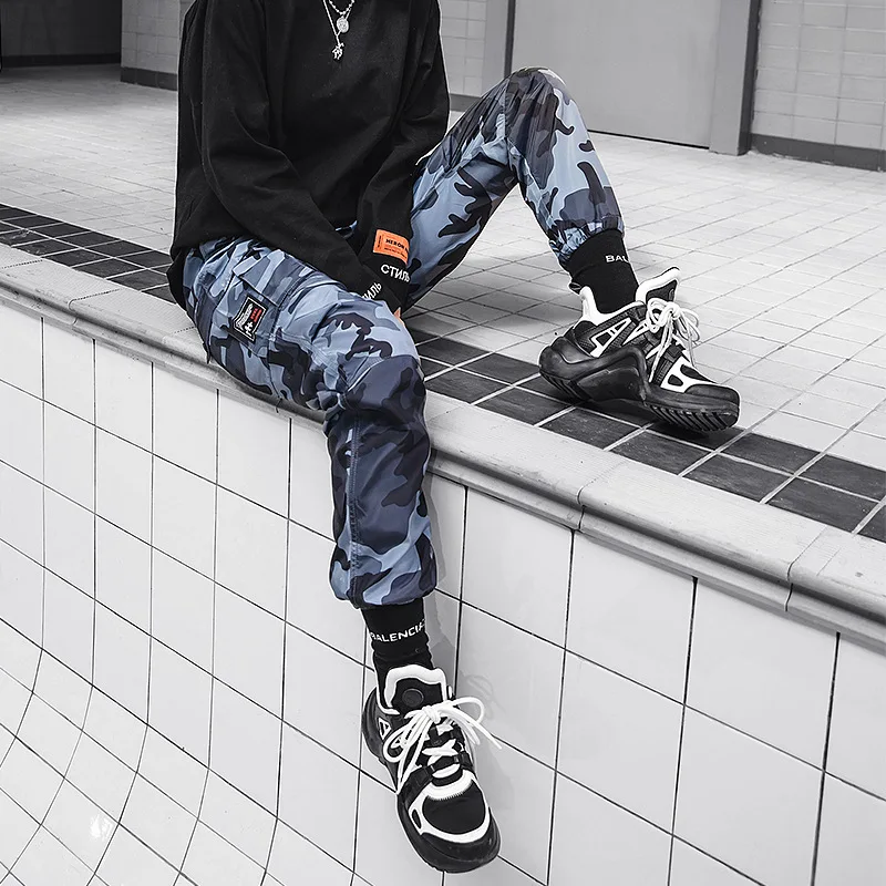  Hip Hip Streetwear Men's Camouflage Cargo Joggers Pants 2019 Spring Men Military Style Harem Trouse
