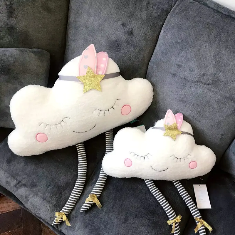 

ins hot soft cloud plush pillow sofa cushion smile white cloud plush toys for Children kids room decor birthday gift for girls
