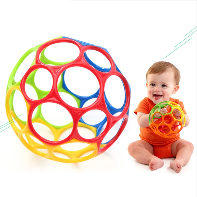 

Soft Colorful Ball Toys Hand Bell Rattle Develop Toys Touch Bite Caught Hand Oball Ball For Baby Learning Grasping Kid Gift