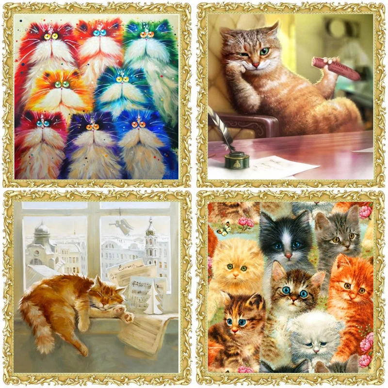 

Diamond Embroidery Colorful Cat DIY 5d Dimond Painting Picture By Numbers A Picture Of Rhinestones For Needlework Mosaic fc1740