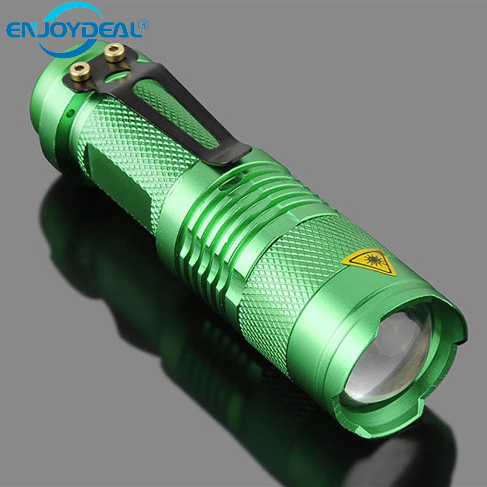 Green Mini LED Flashlight ZOOM 7W CREE 2000 Lumens Waterproof LED Zoomable Torch penlight For AA/14500 battery