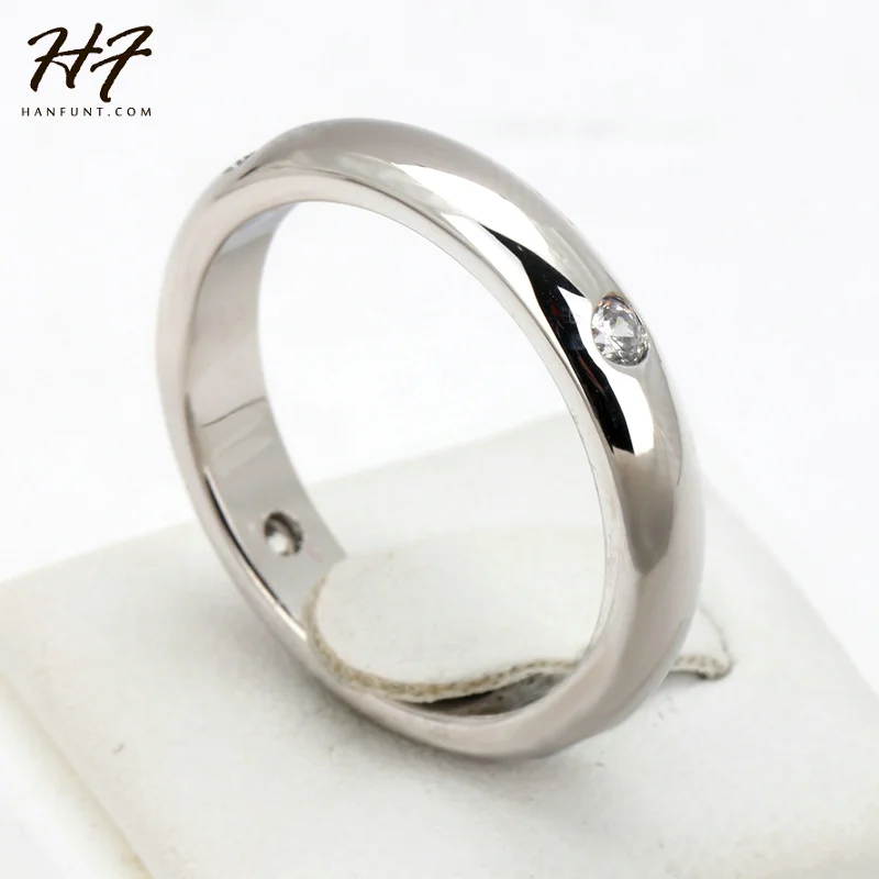 Simple CZ Lover's Ring Rose Gold Color Burnish 4 Pieces Rhinestone Flush Setting Wedding Band for Women Couples Ring R241 R242