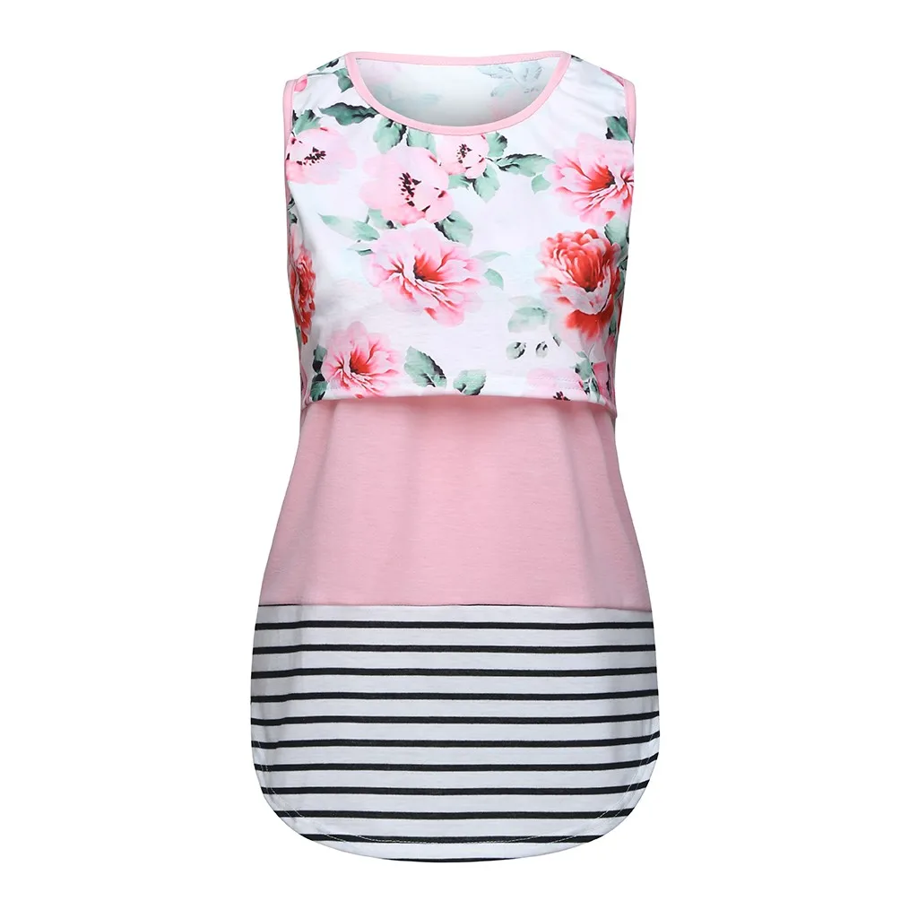 Breastfeeding Clothes Women Maternity Sleeveless Nursing Baby Floral Vest Pregnancy Breastfeeding Top Pregnancy Flower Shirt