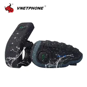 

VNETPHONE V8 1200M Bluetooth Intercom Waterproof Motorcycle Helmet Interphone Headset NFC Remote Control Full Duplex+FM