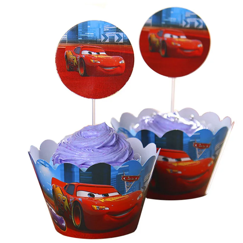 Disney милый Винни Пух автомобили кекс 12 Топпер+ 12 обертка для детей мальчиков День рождения Свадьба год вечерние украшения торта - Цвет: 11