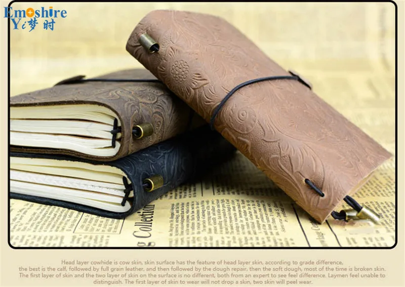 Emoshire Tied the rope travel Notepad custom handmade leather leather notebook retro European-style diary gift (1)