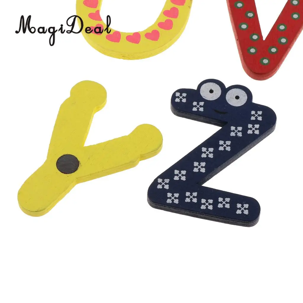 2 set Wooden Magnetic Number & Magnetic Letters A-Z Alphabet Learning Wooden Fridge Magnets Kid Educational Math Counting Toys