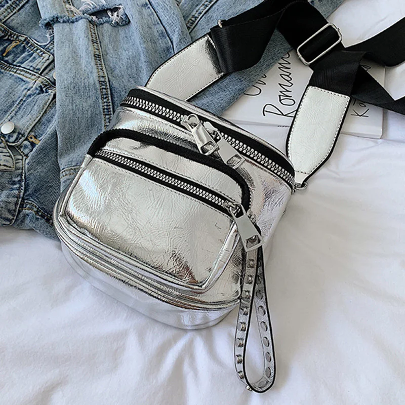 

LJL-New Korean Fashion Solid Color Shoulder Messenger Bag Wide Shoulder Strap Bucket Handbag