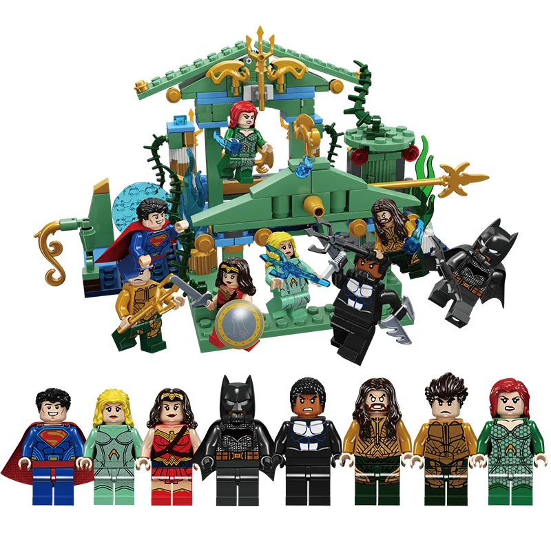 

Superhero Undersea palace Black manta ray fighter mini action figures Model Building Blocks For Children Collecting toys gifts