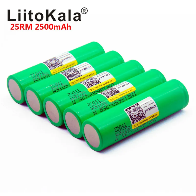 LiitoKala оригинальный новый бренд 18650 2500 мАч перезаряжаемые батарея 3,6 В INR18650 25R M 20A разряда Лидер продаж