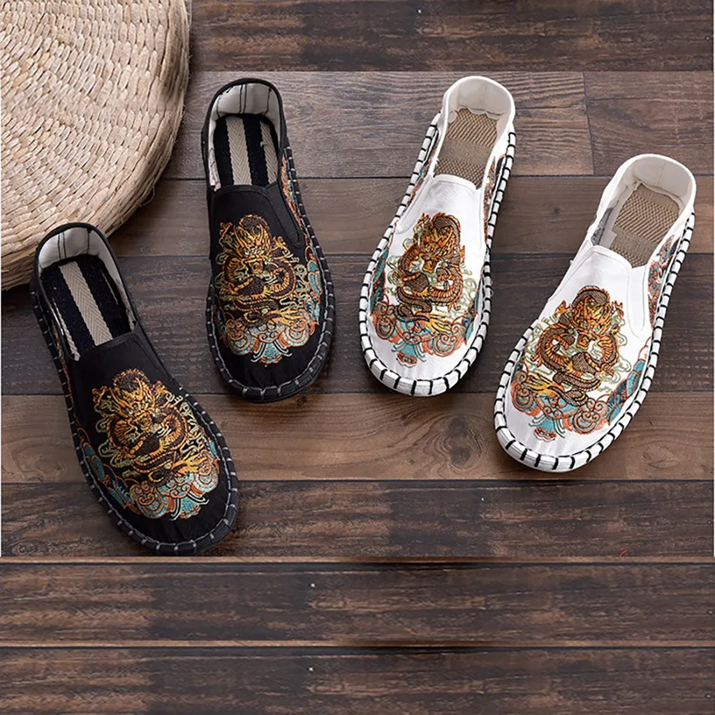 

Summer Retro Trend Embroidery Loafer Shoes Animal Prints Shallow Flat Casual Shoes Neutral Unisex Zapatos De Mujer De Moda 2019