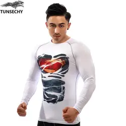 TUNSECHY Новый супергерой Зимний Солдат Супермен Аниме 3D футболка Фитнес Для мужчин Crossfit футболка с длинным рукавом рубашка сжатия