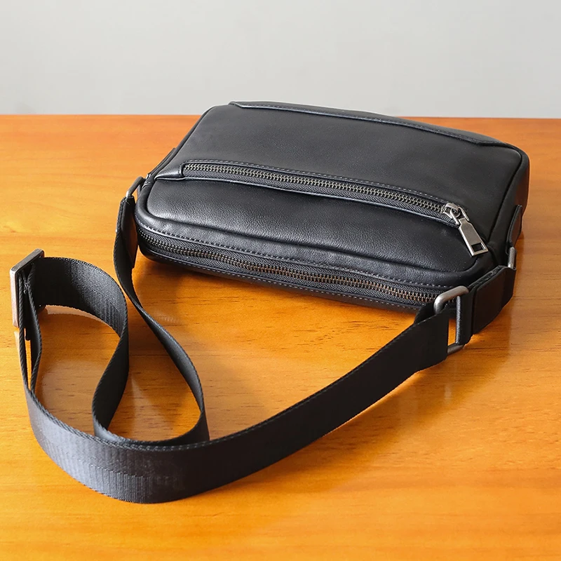 AETOO Shoulder bag male leather fashion casual oblique cross bag trend horizontal men's head layer cowhide bag