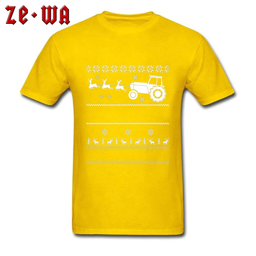 Christmas Farmer Ugly Christmas 4738 T-Shirt Casual Short Sleeve Coupons O-Neck Cotton Tops Shirt T Shirt for Men Summer/Fall Christmas Farmer Ugly Christmas 4738 yellow