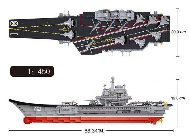 Бренд 1059 шт. строительные блоки авианоситель 1:450 Детские игрушки Развивающие DIY блоки конструктора игрушка для мальчика подарок