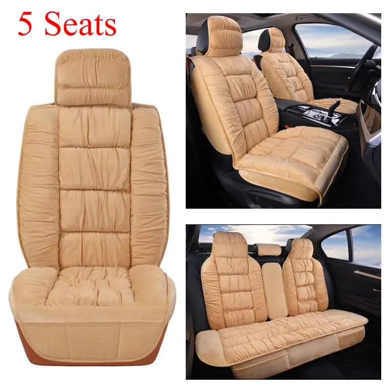 Auto Car Seat Cover Universal Winter Warm Plush Cushion Full Sets Fit 5 Seat SUV Sedans Front Rear Back Car Seat Protector Pad