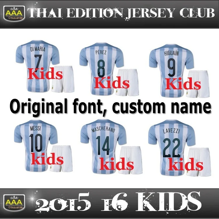 New 2015/16 Argentina Youth soccer jerseys MESSI Kids Argentina 15 16