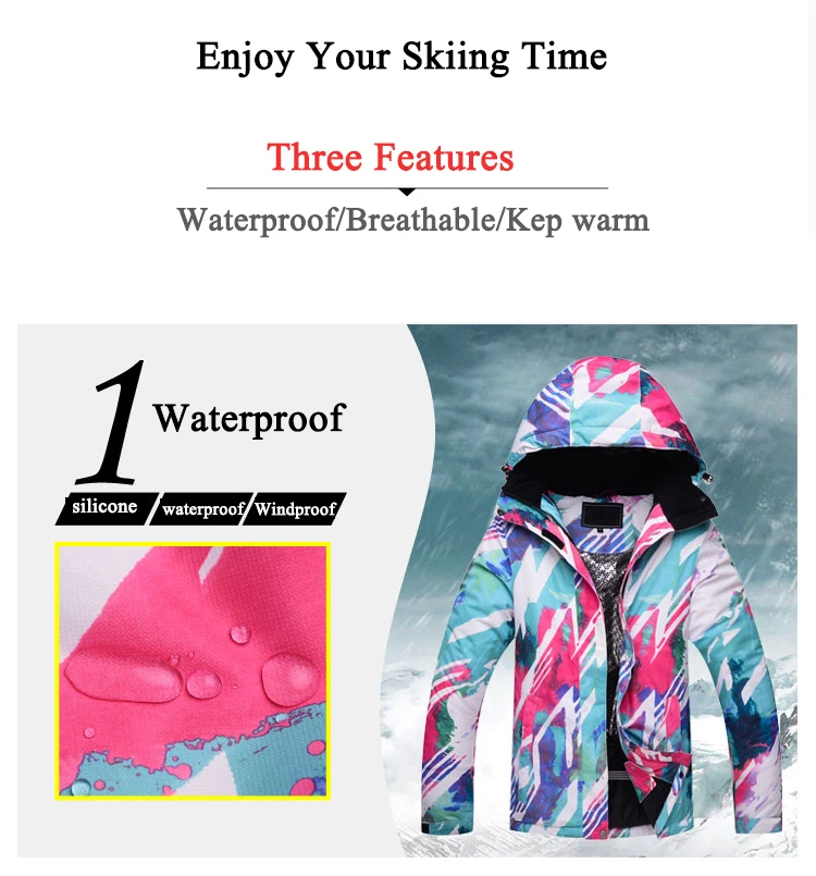 Женский зимний костюм, комплект одежды, лыжные костюмы, водонепроницаемая ветрозащитная зимняя одежда для горного сноуборда, лыжные куртки+ зимние комбинезоны, штаны