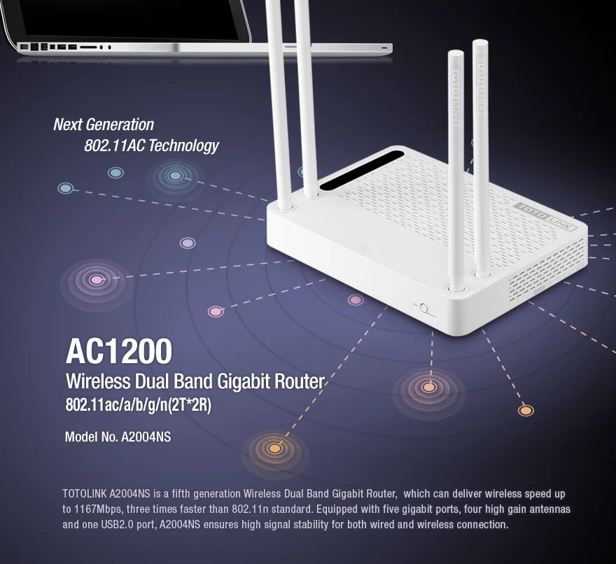 TOTOLINK AC1200 Dual Band Gigabit WiFi Router Access Point AP Wireless Repeater WiFi Repeater A3002RU two
