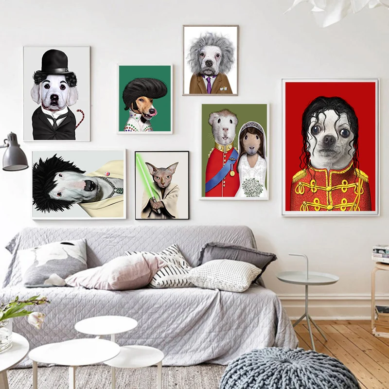 Canvas Painting Home Animals Modern Abstract Cat Dog Wall Art