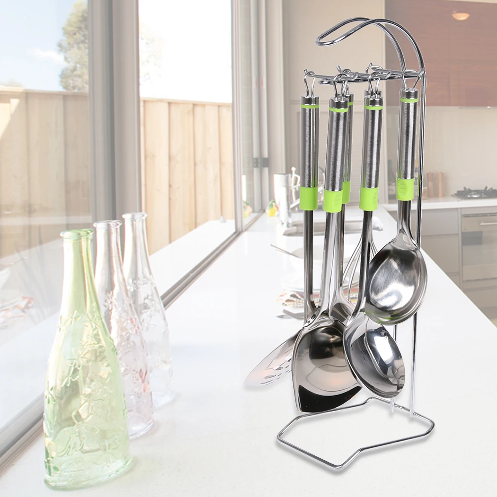 Multi Fungsional 7 Pcs Stainless Steel Melayani Set Pengo Telur 1 X Piring Sekop Goreng Bubur Sendok Saringan Egg Beater