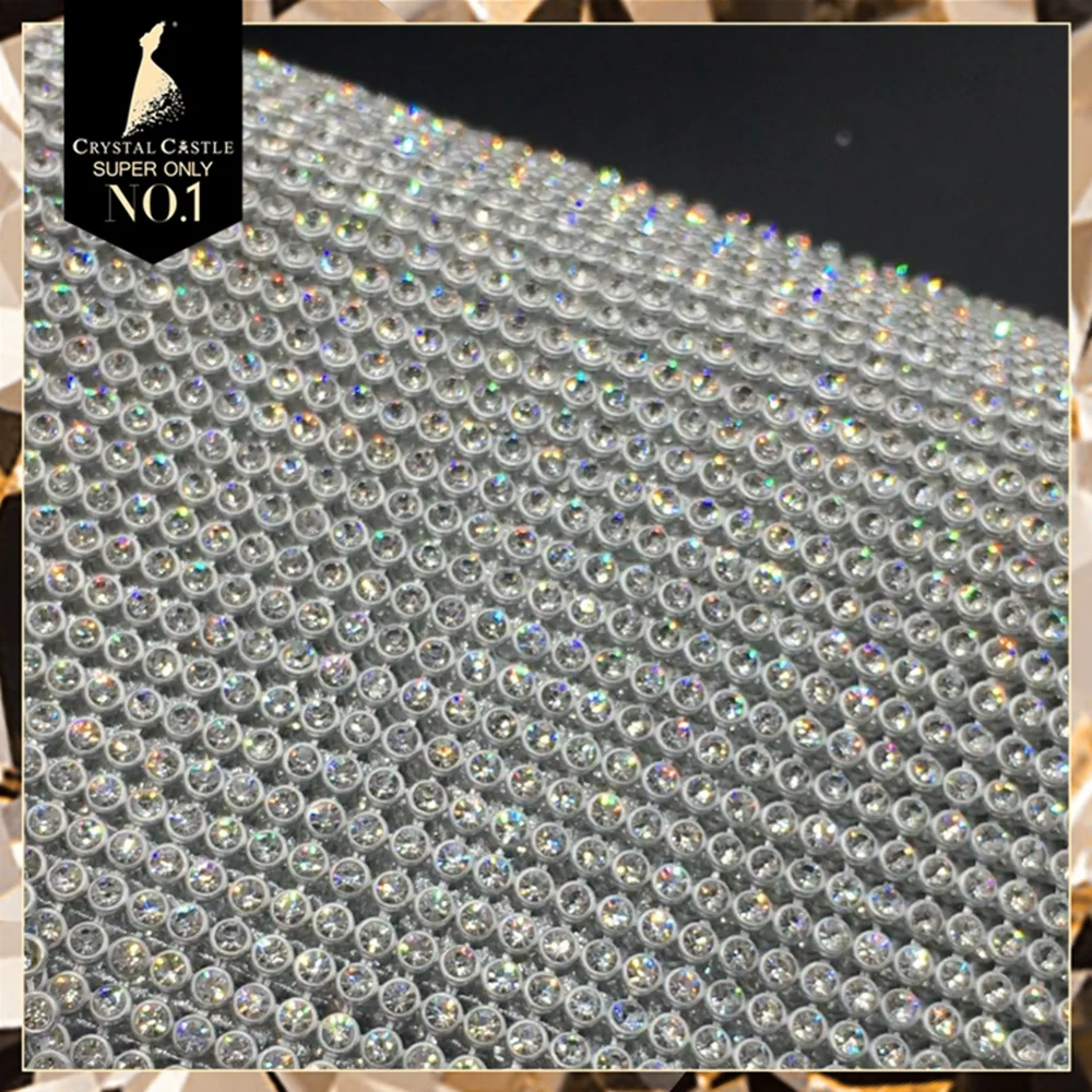 

Crystal Castle Super Shine SS8.5-SS9 Hot Fix Rhinestone Sheet Crystal AB Silver Base Strass Trim Textile Hotfix Rhinestones Mesh