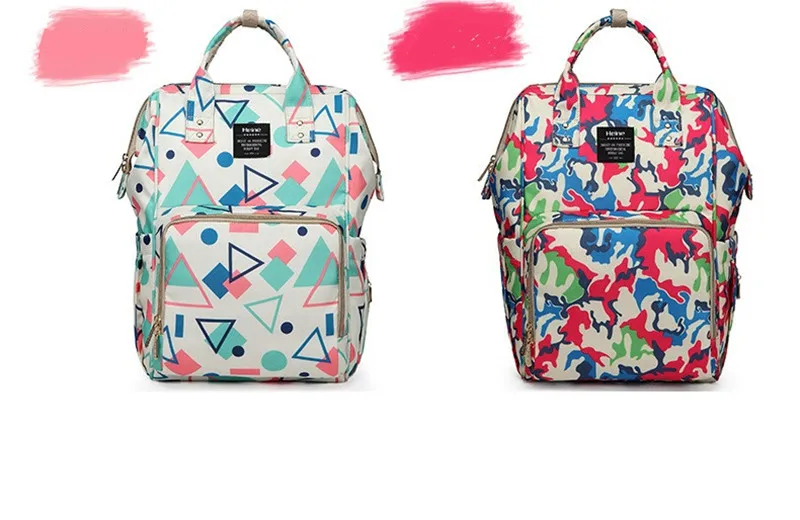 Heine New Products Cartoon Puppy Fashion Camo Printed Mummy Travel Shoulder Backpack Bag 15