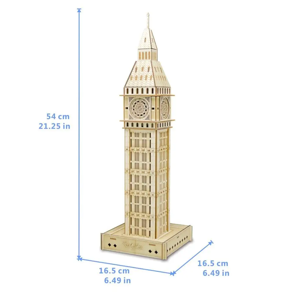 Лазерная резка строительство дерево 3D головоломка Эйфелева Лондонский мост башня пизанского Дубай Himeji замок модель для взрослых детей обучающая игрушка - Color: C