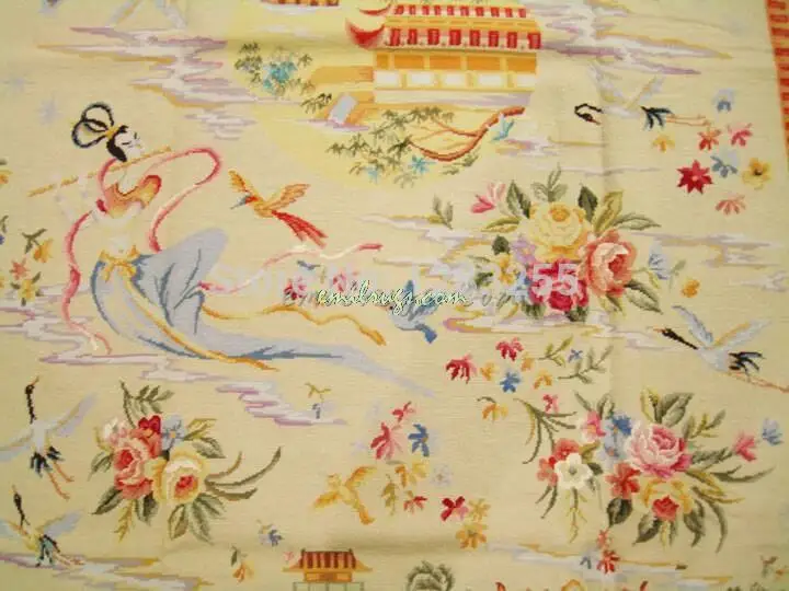 

Antique Needlepoint Throw Antique Chinese Hand-made Wool Sofa Floor Use Museum Natural Sheep Wool