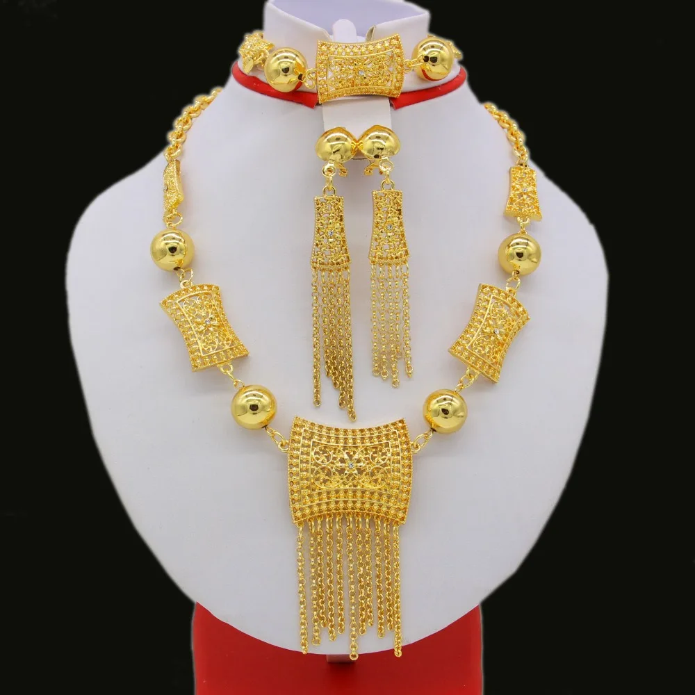 

New Dubai Jewelry Set Necklace/Earring/Bracelet Gold Color Ethiopian/African/Eritrea/Arabic Habesha Women Wedding Gifts