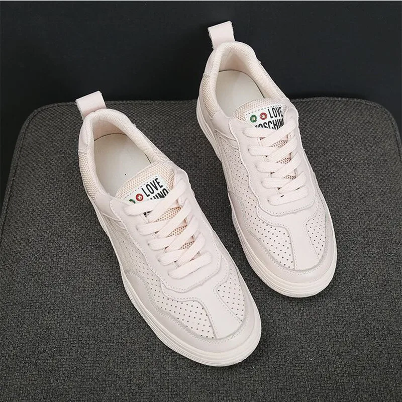 

Sports women's shoes 2019 spring summer new Korean Genuine Leather Hollow design fashion breathable mesh inside comfortable soft