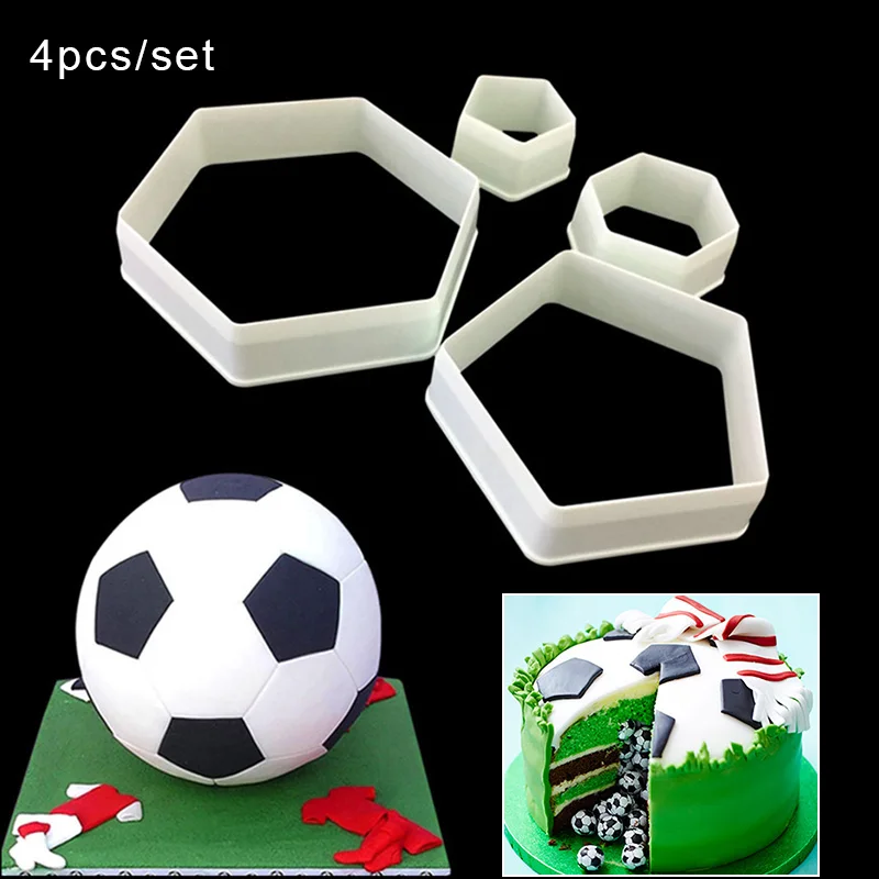 

4pcs DIY Football Shape Plastic Chocolate Baking Mold Printing Cutting Tool Decorating For Fondant Cake Sugar Sugarcraft Moulds