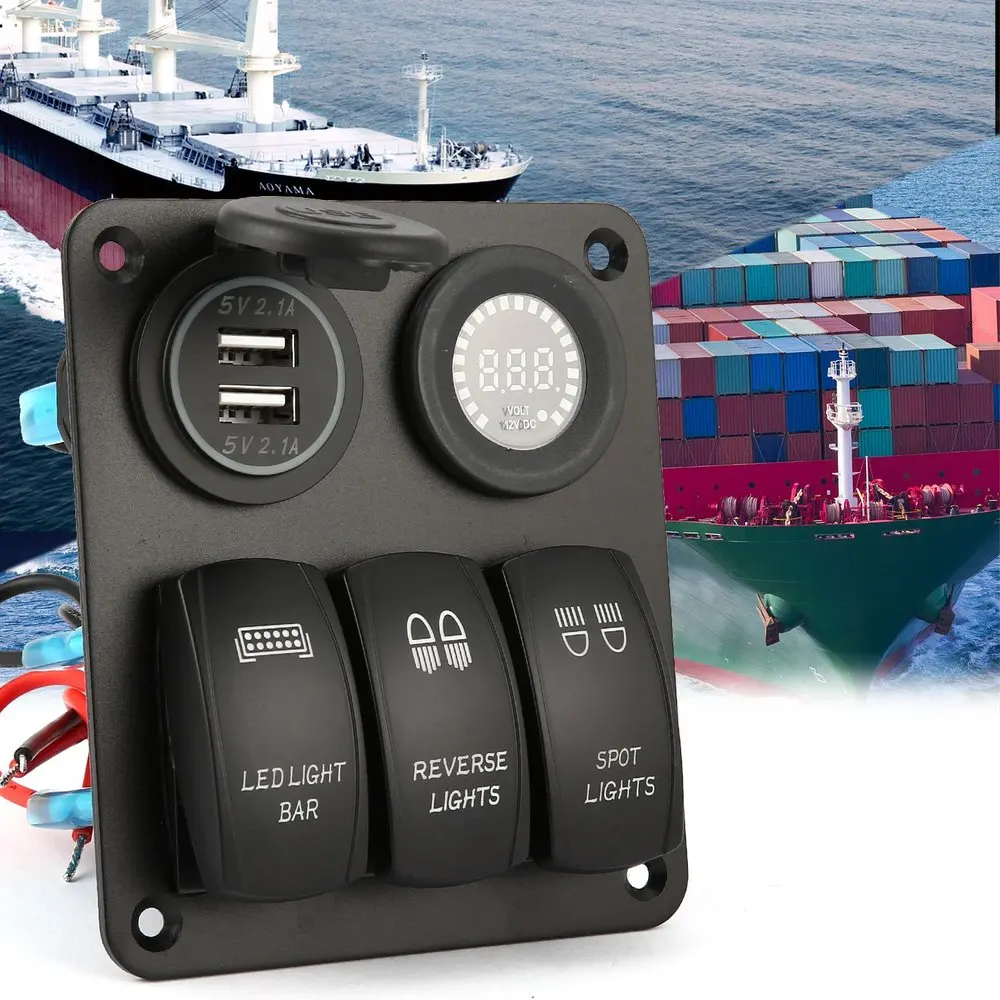 

Waterproof Auto Caravan RV Rocker Switch Panel LED Circuit Breaker 12V 5 PIN Overload Protection Anti-corrosion