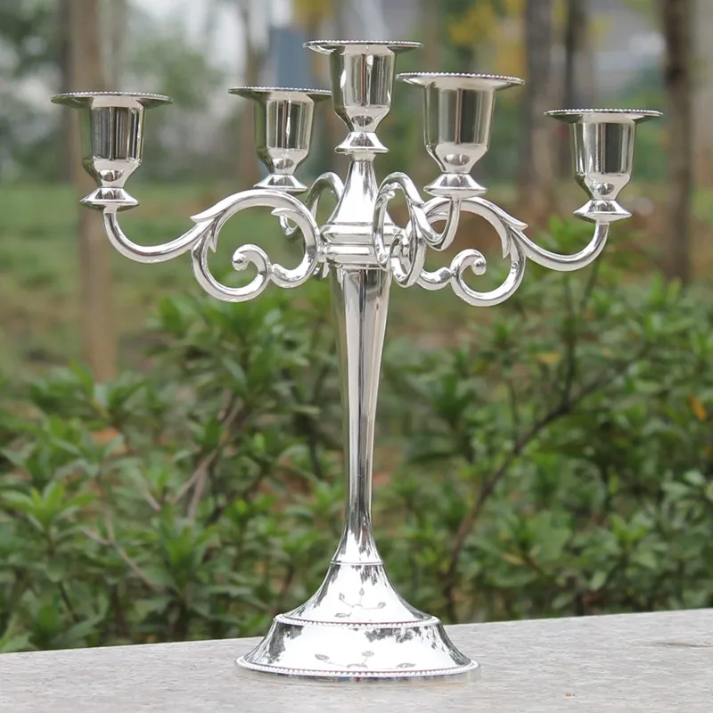4 Colors Metal Candle Holders 5-Arms Candlestick Tabletop Candle Stand Wedding Decoration Candelabra Home Decor Candelabrum 2