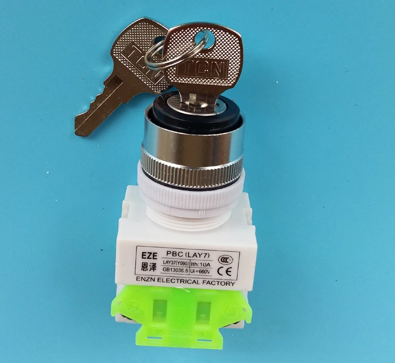 

10pcs LAY37 Key Button Knob Auto Lock Switch YO90-11XB 22mm 3way