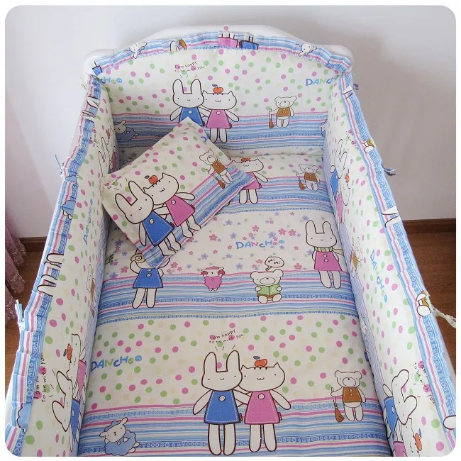 

Promotion! 6PCS Baby bedding set baby cot sets bed around pillow sheet (bumper+sheet+pillow cover)