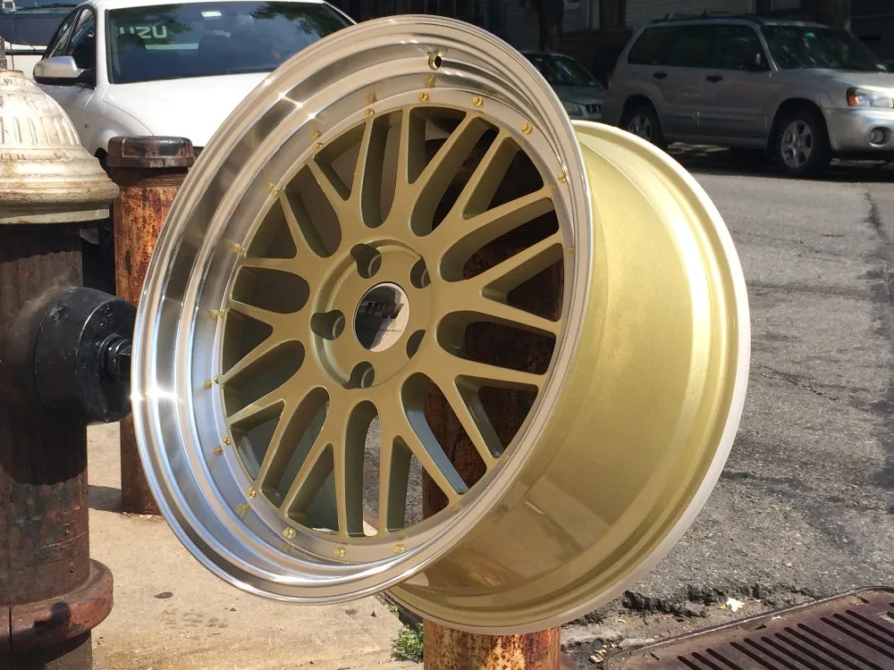 18" GOLDEN FACE MACHINED LIPPED RIMS WHEELS FITS GOLF GTI W882