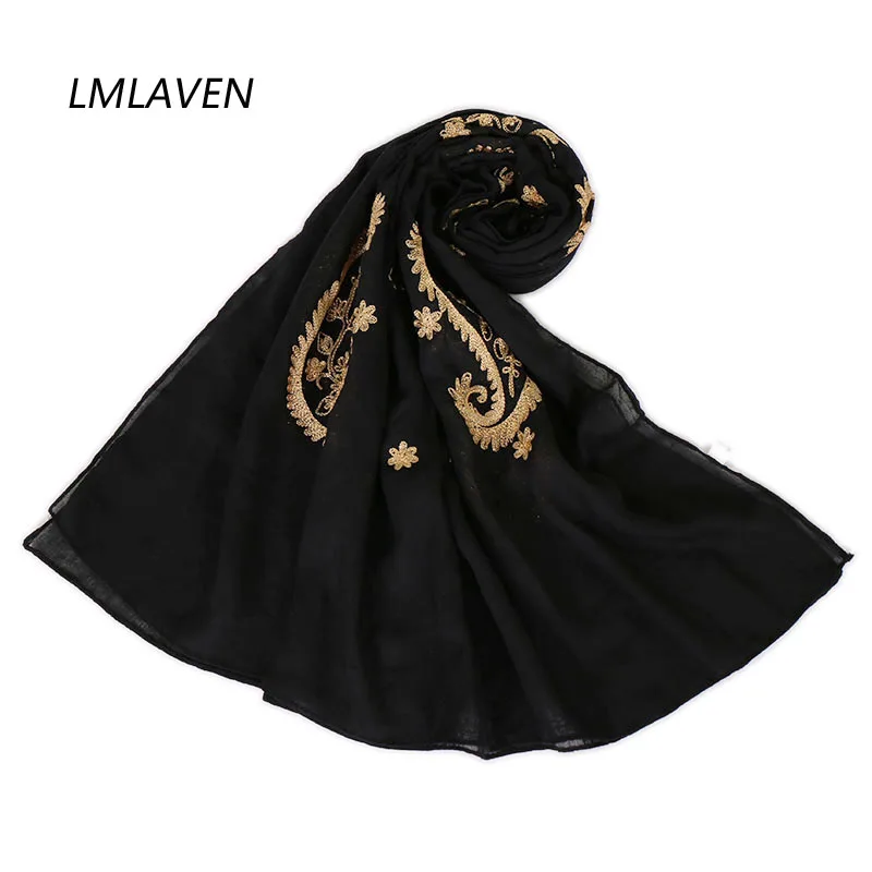 Новый Зимний шарф хлопок шарфы кешью вышитые мусульманское hijab женские цветочные шали палантины Большие размеры бандана пашмины 20 шт./лот