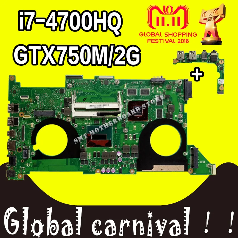 Send board+N750JV Motherboard I7-4700HQ GT750M For ASUS N750JV N750JK laptop Motherboard N750JV Mainboard N750JV Motherboard Send board+N750JV Motherboard I7-4700HQ GT750M For ASUS N750JV N750JK laptop Motherboard N750JV Mainboard N750JV Motherboard
