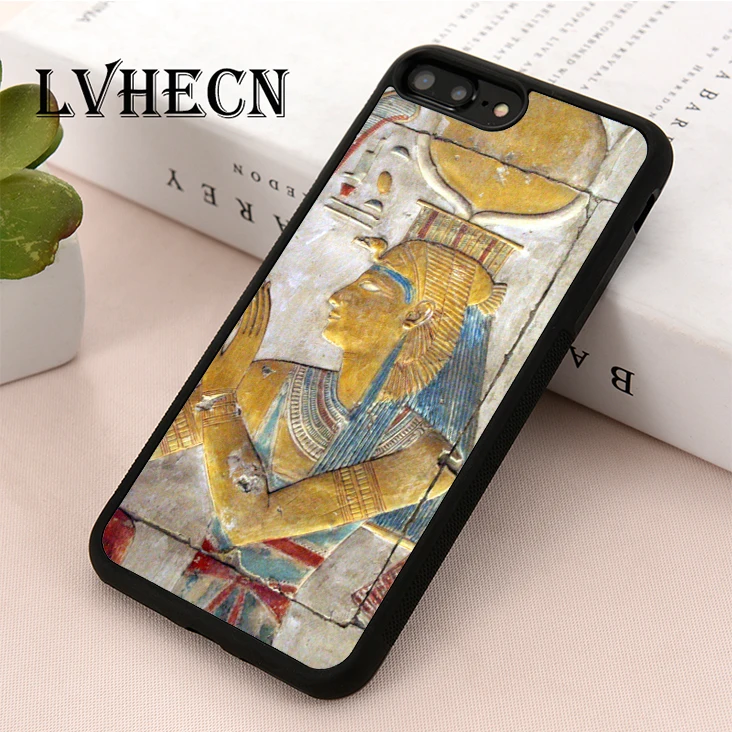

LvheCn TPU Skin phone case cover for iPhone 5 5s SE 6 6s 7 8 plus X XR Xs Max Hieroglyphics Temple Of Seti