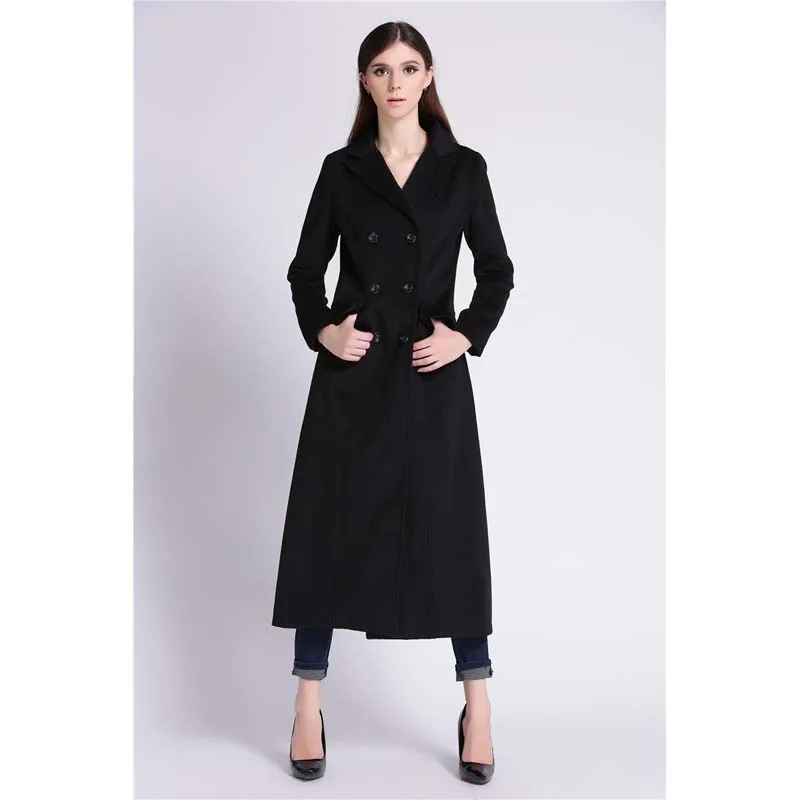 Cachemire Femmes vent Double Veste Femme Pardessus À Nouveau Boutonnage Mode Coupe Faux Hiver Laine Automne Manteau Tranchée Long wN80nm