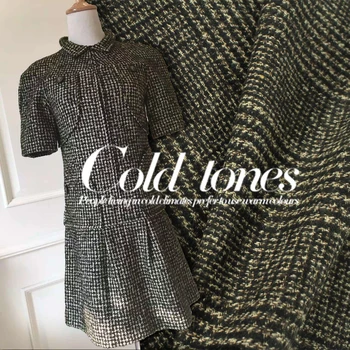 

Classic black grid thick autumn and winter outerwear fabric wool woman winter warmer fabrics 520grams per metre