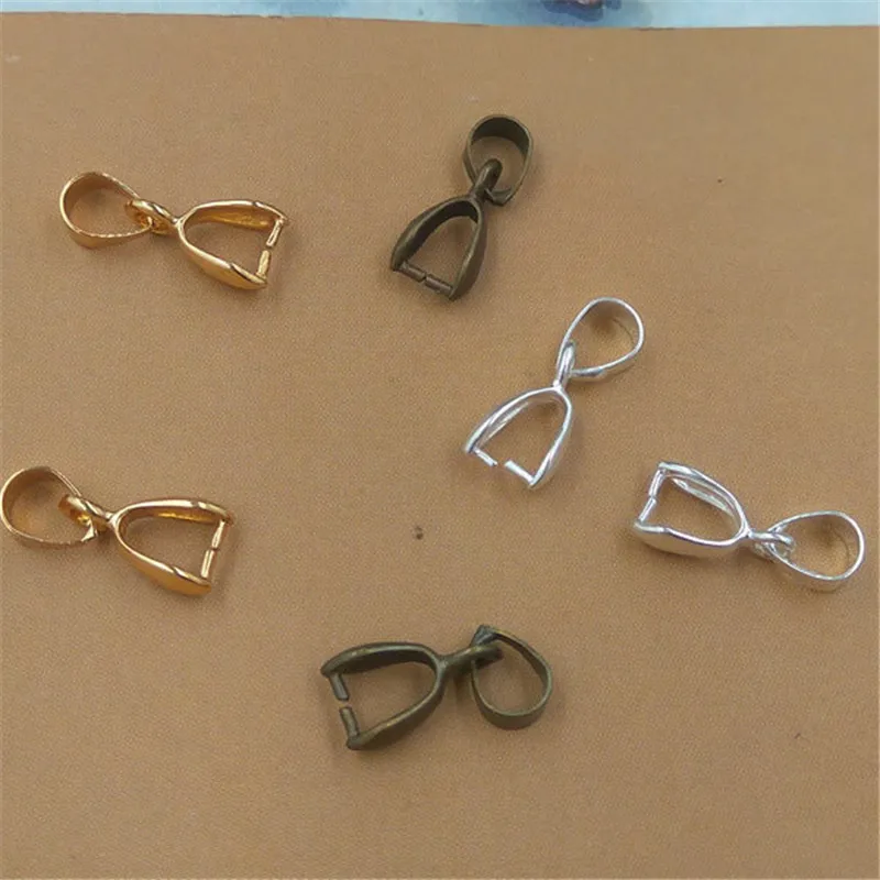 

ACLOVEX 50pcs/lot 6*15mm Necklace Pendants Connectors Clips Bails Copper Gold Color Charm Clasps For Diy Jewelry Making Findings
