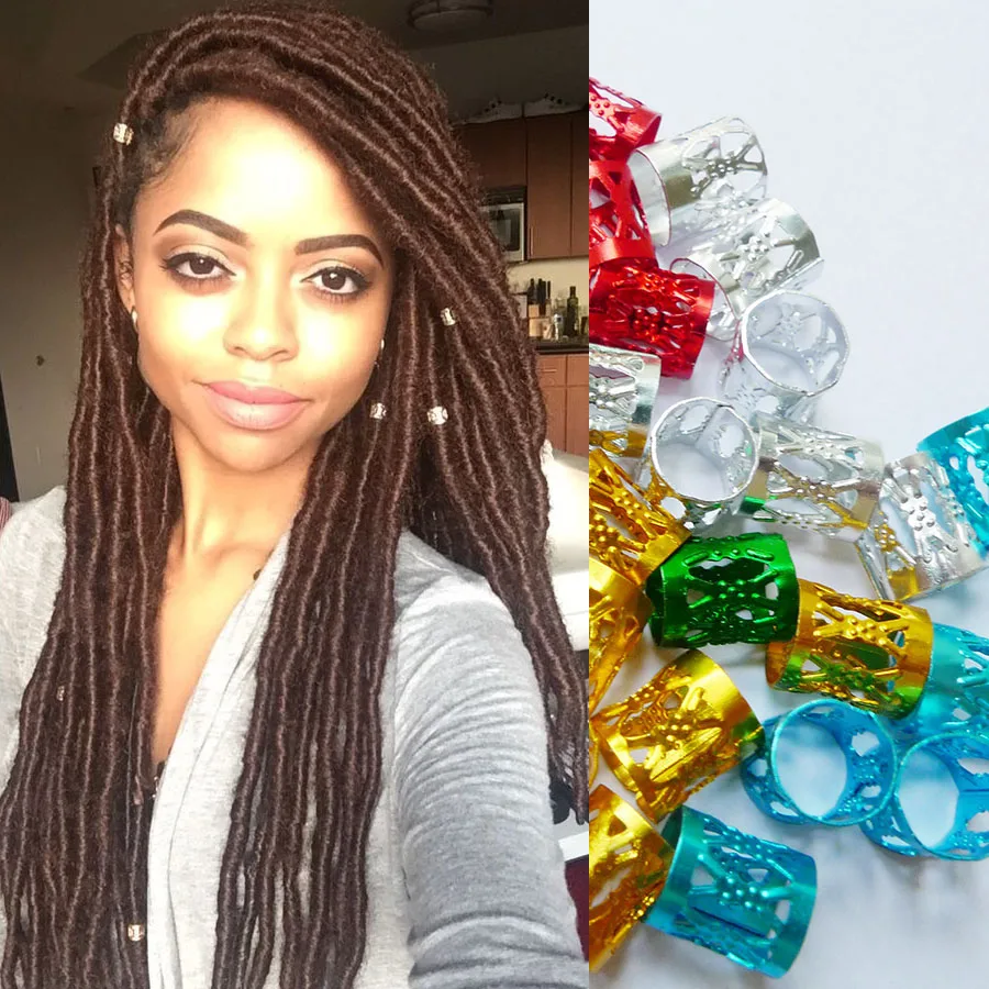 

100pcs/pack Gold Plated Hair Braid Dread Dreadlock Beads Adjustable Braids Cuff Clip 8MM Hole Micro Ring Bead DIY 0810