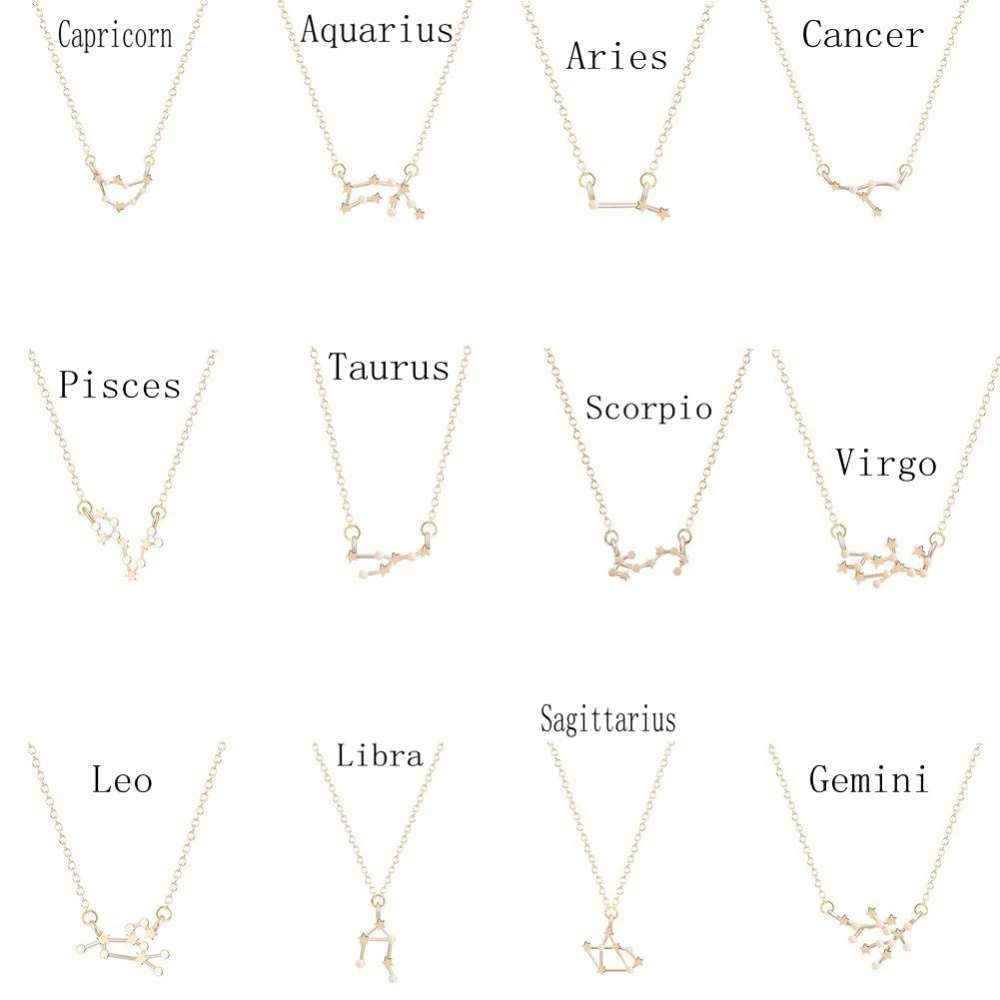 Qiamni 12 Star Gemini Leo Pisces Zodiac Signs Constellation Horoscope Astrology Galaxy Necklace Birthday Gift For Women Men Pendant Necklaces Aliexpress