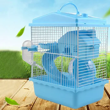 Pet Cage Hamster Pet  Hamster Cottage Transparent Skylight Double Layer  Luxury House Portable Mice Home Habitat Decoration 3