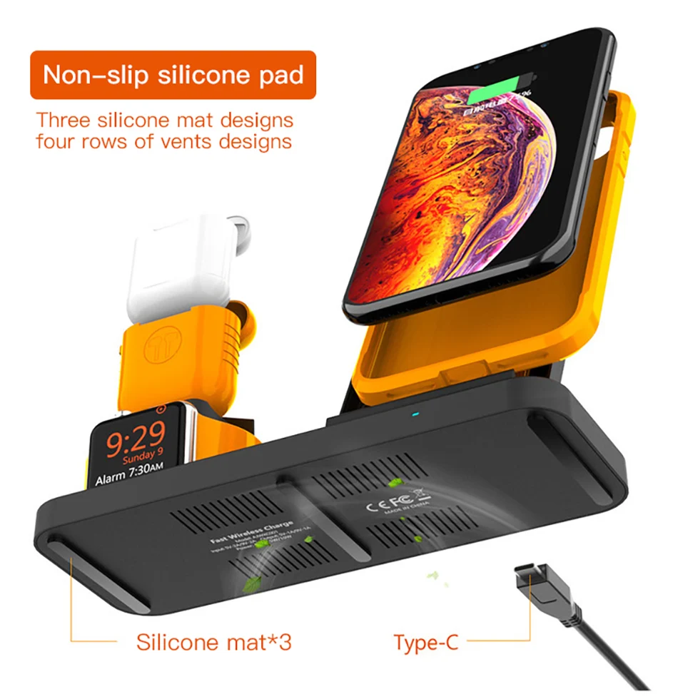 !ACCEZZ Fast Wireless Charger For Apple Watch 1 2 3 4 For iphone XS MAX XR X Samsung Xiaomi Phone Magnetic Charger For Airpods 2 (4)